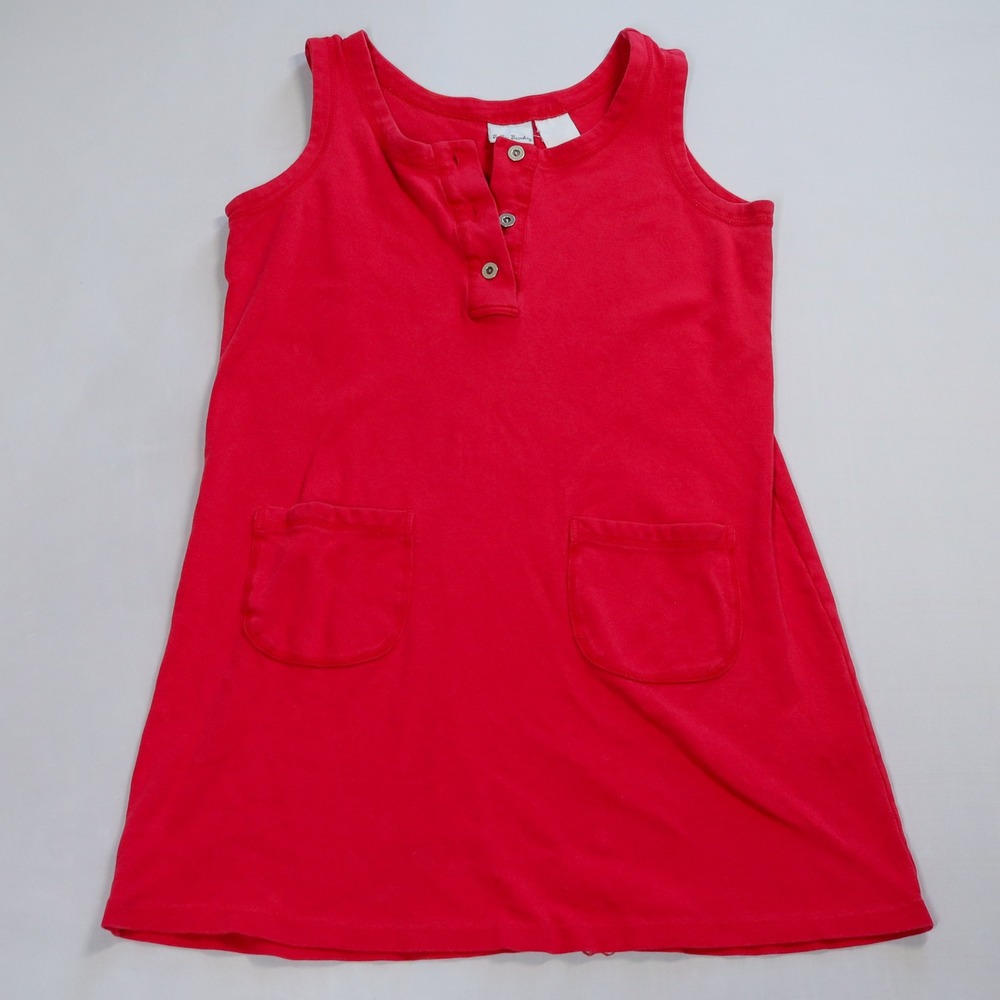 Bobbie Brooks Henley Dress Women M Red Sleeveless Pockets Jersey Casual Vintage